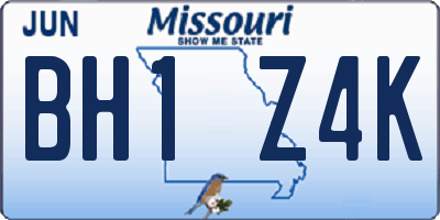 MO license plate BH1Z4K