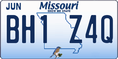 MO license plate BH1Z4Q