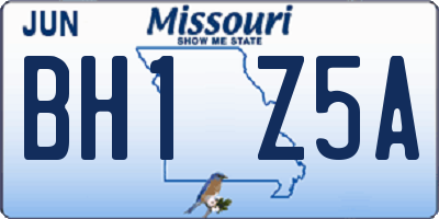 MO license plate BH1Z5A