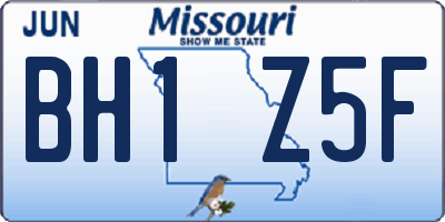 MO license plate BH1Z5F