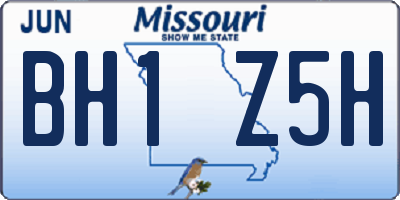 MO license plate BH1Z5H