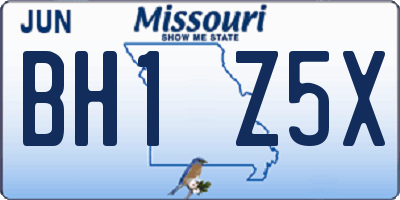 MO license plate BH1Z5X
