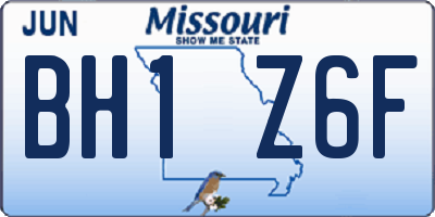 MO license plate BH1Z6F