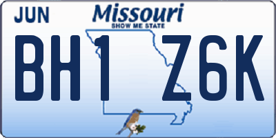 MO license plate BH1Z6K