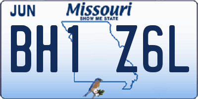 MO license plate BH1Z6L