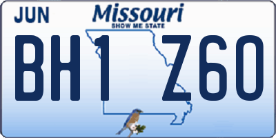 MO license plate BH1Z6O