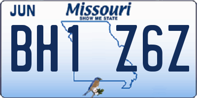 MO license plate BH1Z6Z