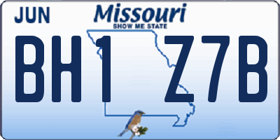 MO license plate BH1Z7B