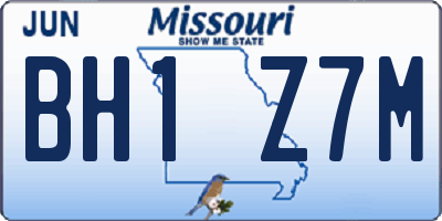 MO license plate BH1Z7M