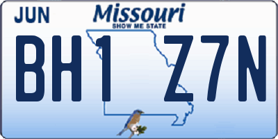 MO license plate BH1Z7N