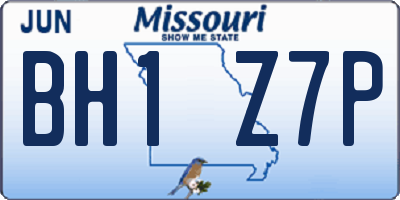 MO license plate BH1Z7P