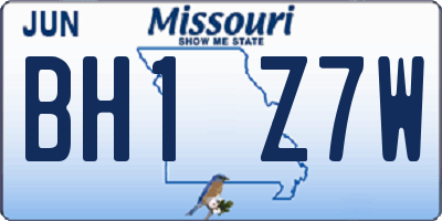 MO license plate BH1Z7W