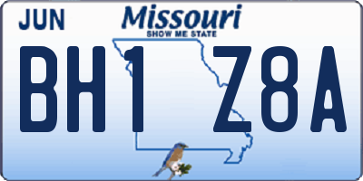 MO license plate BH1Z8A