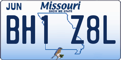 MO license plate BH1Z8L