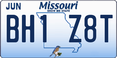 MO license plate BH1Z8T