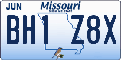 MO license plate BH1Z8X