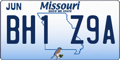MO license plate BH1Z9A