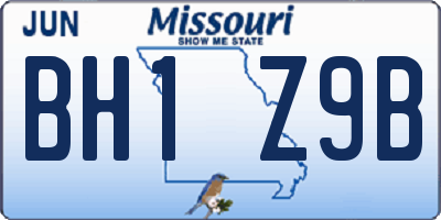 MO license plate BH1Z9B