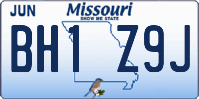 MO license plate BH1Z9J