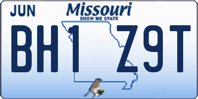 MO license plate BH1Z9T