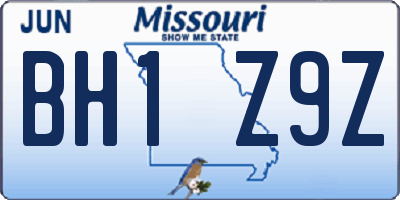 MO license plate BH1Z9Z
