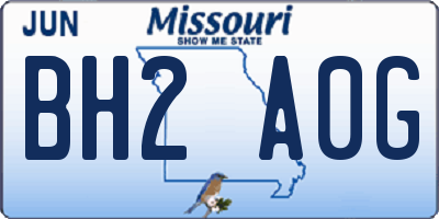 MO license plate BH2A0G