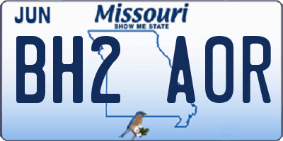 MO license plate BH2A0R