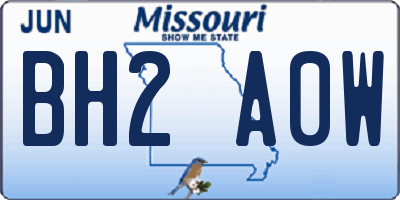 MO license plate BH2A0W
