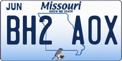 MO license plate BH2A0X