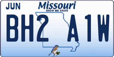 MO license plate BH2A1W
