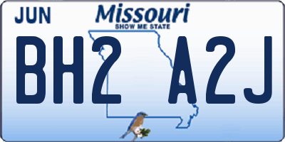 MO license plate BH2A2J