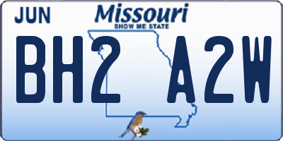 MO license plate BH2A2W