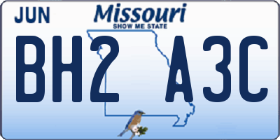 MO license plate BH2A3C