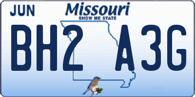 MO license plate BH2A3G