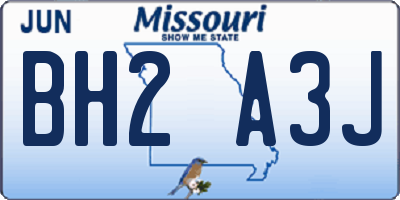 MO license plate BH2A3J