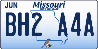 MO license plate BH2A4A
