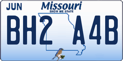 MO license plate BH2A4B