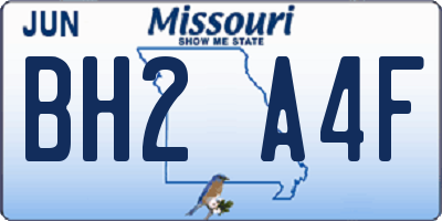 MO license plate BH2A4F