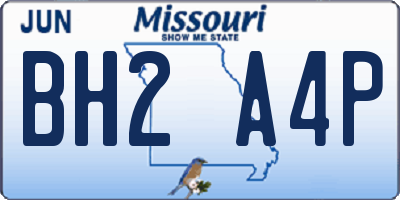MO license plate BH2A4P