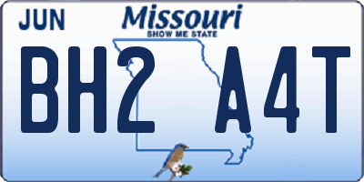 MO license plate BH2A4T