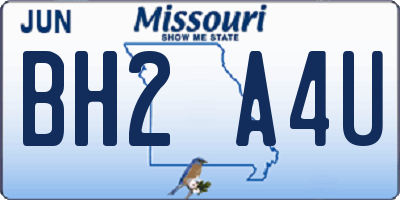 MO license plate BH2A4U