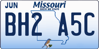 MO license plate BH2A5C
