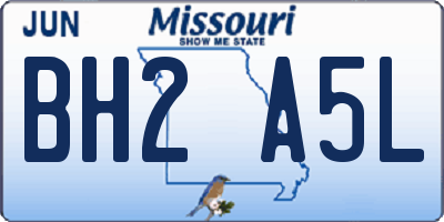 MO license plate BH2A5L