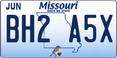 MO license plate BH2A5X