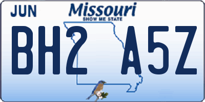 MO license plate BH2A5Z