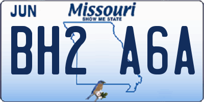 MO license plate BH2A6A