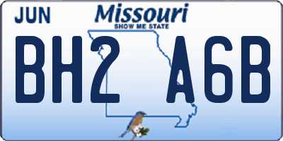 MO license plate BH2A6B