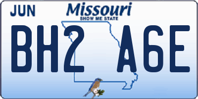 MO license plate BH2A6E