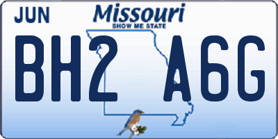 MO license plate BH2A6G