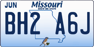 MO license plate BH2A6J